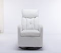 022 Teddy Fabric Swivel Rocking Chair Gilder Chair With Pocket,White Cushion Solid White White Primary Living Space Sponge Wipe Clean Modern Rocking Chairs Eucalyptus Tufted Back Foam Teddy