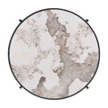 32.48'' Round Coffee Table With Sintered Stone Top&Sturdy Metal Frame, Modern Coffee Table For Living Room, Darker Gray Gray Iron