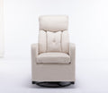 022 Linen Fabric Swivel Rocking Chair Gilder Chair With Pocket,Beige Cushion Solid Beige White Primary Living Space Sponge Wipe Clean Modern Rocking Chairs Eucalyptus Tufted Back Foam Linen