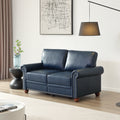 Living Room Sofa Loveseat Chair Navy Blue Faux Leather Navy Blue Foam Pu Leather