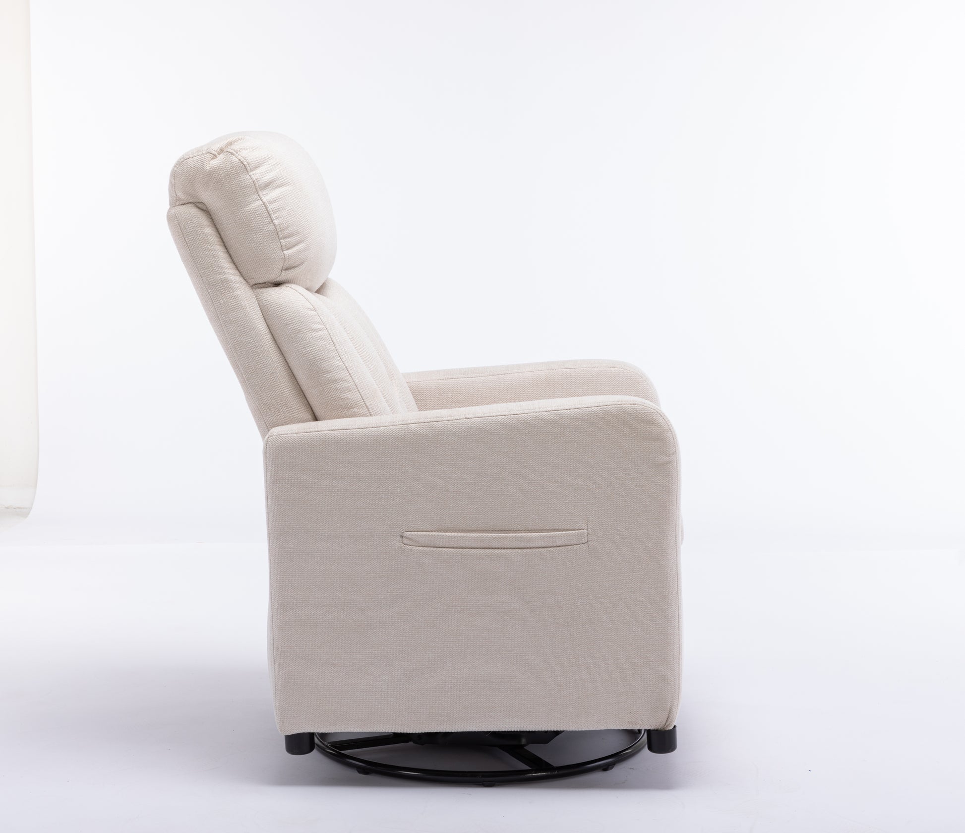 022 Linen Fabric Swivel Rocking Chair Gilder Chair With Pocket,Beige Cushion Solid Beige White Primary Living Space Sponge Wipe Clean Modern Rocking Chairs Eucalyptus Tufted Back Foam Linen