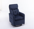 022 Linen Fabric Swivel Rocking Chair Gilder Chair With Pocket,Navy Blue Cushion Solid Navy Blue White Primary Living Space Foam Wipe Clean Modern Rocking Chairs Eucalyptus Tufted Back Foam Linen