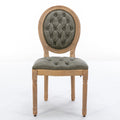 French Style Solid Wood Frame Antique Painting,Hand Pulled Buckle Decoration Pu Artificial Leather Dining Chair With Trim ,Wood Legs,Set Of 2,White Pine Green,Sw1839Wp Olive Green Dining Room American Design Dining Chairs Rubberwood Set Of 2 Foam Pu