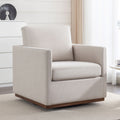 Mid Century Modern Swivel Accent Chair Armchair For Living Room, Bedroom, Guest Room, Office, Beige Beige Linen