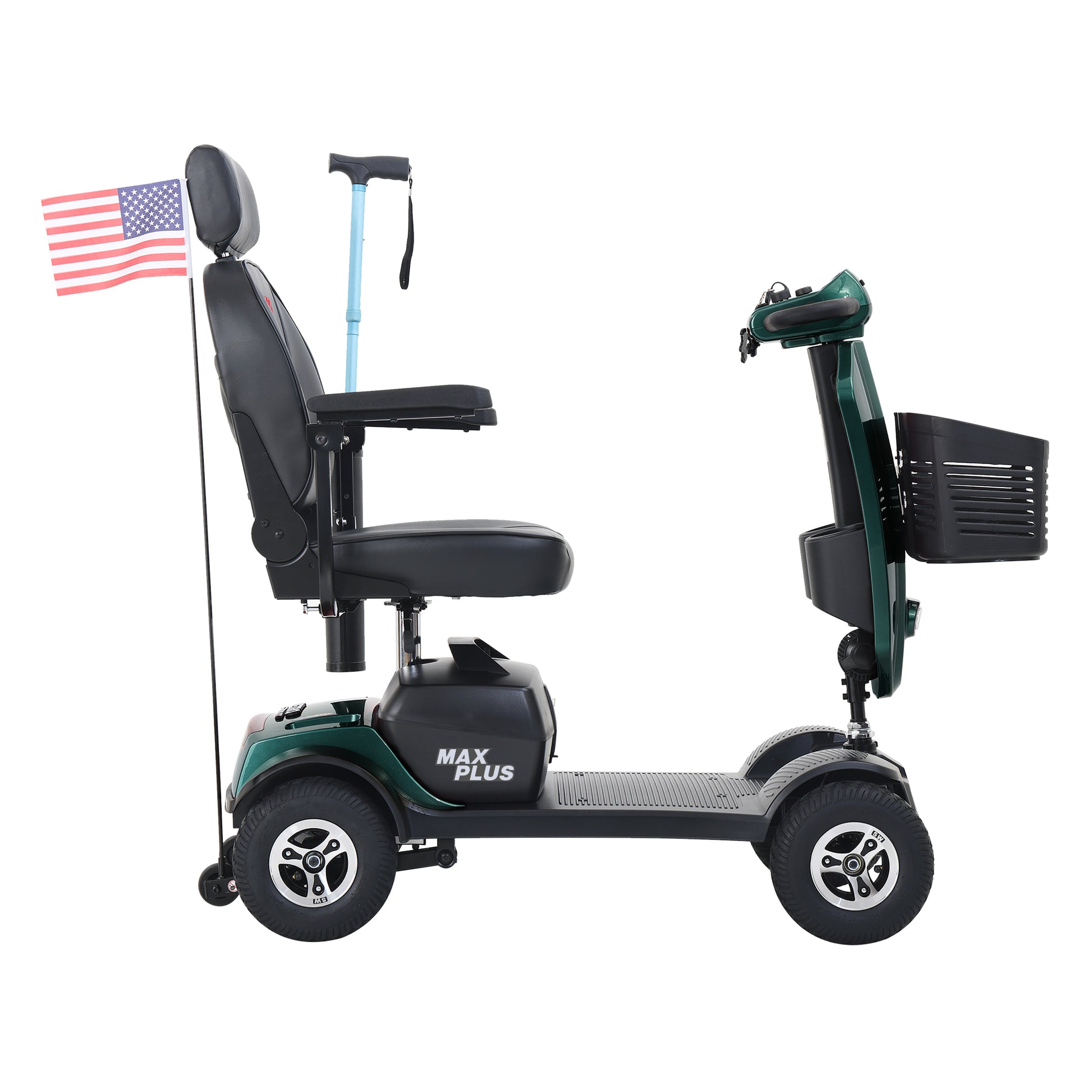 Max Plus Emerald 4 Wheels Outdoor Compact Mobility Scooter With 2Pcs*20Ah Lead Acid Battery, 16 Miles, Cup Holders & Usb Charger Port Emerald Metal