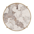 32.48'' Round Coffee Table With Sintered Stone Top&Sturdy Metal Frame, Modern Coffee Table For Living Room, Golden Golden Iron