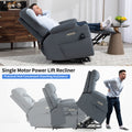 Up To 350 Lbs Power Lift Recliner Chair, Heavy Duty Motion Mechanism With 8 Point Vibration Massage And Lumbar Heating, Cup Holders, Usb And Type C Ports, Removable Cushions, Blue White Metal Primary Living Space Heavy Duty Pine Blue Gray Microfiber