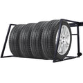 Heavy Duty Adjustable Garage Wall Multi Tire Rack Storage, Black Black Steel