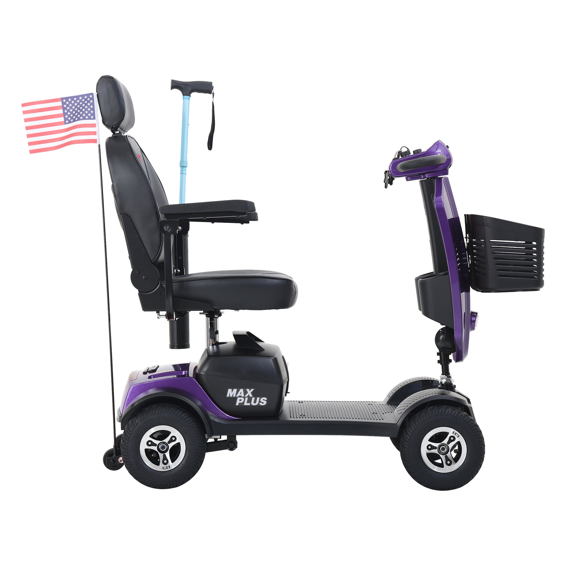 Max Plus Purple 4 Wheels Outdoor Compact Mobility Scooter With 2Pcs*20Ah Lead Acid Battery, 16 Miles, Cup Holders & Usb Charger Port Purple Metal