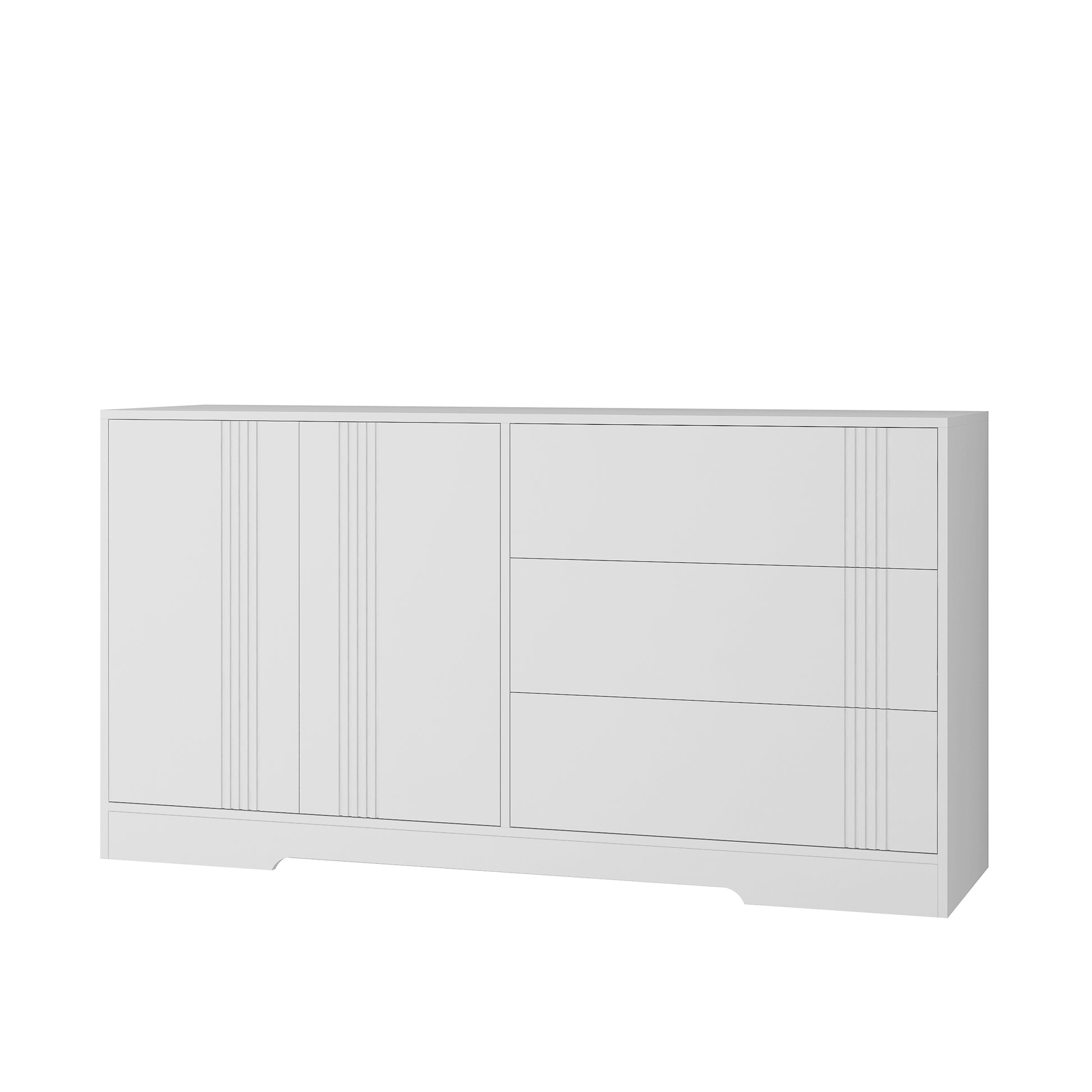 Sideboard Buffet Cabinet With Storage, Modern Kitchen Buffet Storage Cabinet With Drawer And Doors, Large Coffee Bar With Adjustable Shelves For Kitchen White Mdf