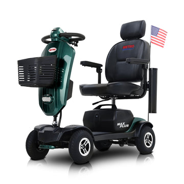 Max Plus Emerald 4 Wheels Outdoor Compact Mobility Scooter With 2Pcs*20Ah Lead Acid Battery, 16 Miles, Cup Holders & Usb Charger Port Emerald Metal