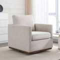 Mid Century Modern Swivel Accent Chair Armchair For Living Room, Bedroom, Guest Room, Office, Beige Beige Linen