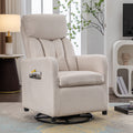 022 Linen Fabric Swivel Rocking Chair Gilder Chair With Pocket,Beige Cushion Solid Beige White Primary Living Space Sponge Wipe Clean Modern Rocking Chairs Eucalyptus Tufted Back Foam Linen