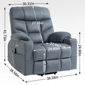 Up To 350 Lbs Power Lift Recliner Chair, Heavy Duty Motion Mechanism With 8 Point Vibration Massage And Lumbar Heating, Cup Holders, Usb And Type C Ports, Removable Cushions, Blue White Metal Primary Living Space Heavy Duty Pine Blue Gray Microfiber