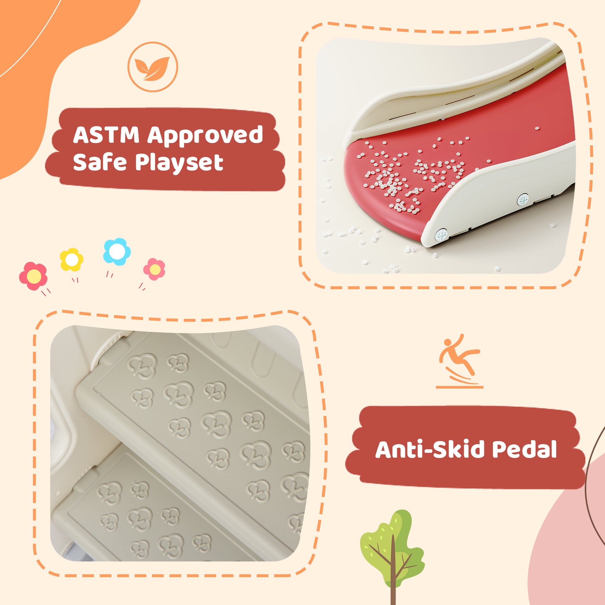 4 In 1 Toddler Slide And Swing Set, Kids Playground Climber Slide Playset With Basketball Hoop,Freestanding Combination For Babies Red 50 99 Lbs Hdpe Indoor & Outdoor Use