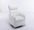 022 Teddy Fabric Swivel Rocking Chair Gilder Chair With Pocket,White Cushion Solid White White Primary Living Space Sponge Wipe Clean Modern Rocking Chairs Eucalyptus Tufted Back Foam Teddy