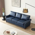 Living Room Sofa With Storage Sofa 2 3 Sectional Navy Blue Faux Leather Navy Blue Foam Pu Leather