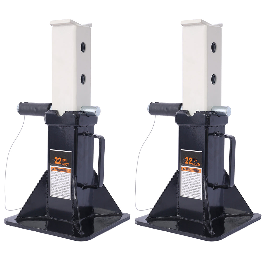 Heavy Duty Pin Type Professional Car Jack Stand With Lock, 22 Ton 44,000 Lb Capacity, Black, 1 Pair Black Steel