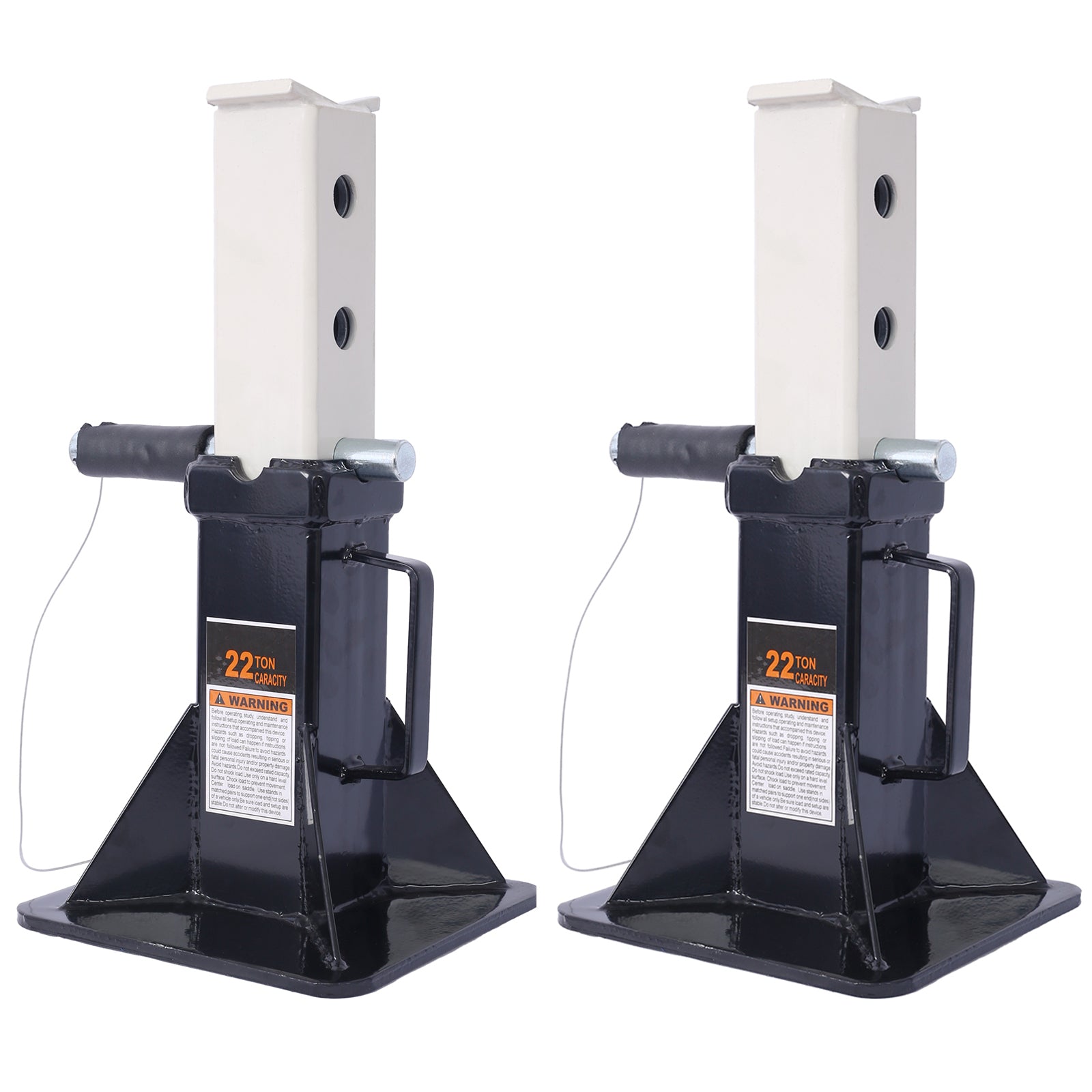 Heavy Duty Pin Type Professional Car Jack Stand With Lock, 22 Ton 44,000 Lb Capacity, Black, 1 Pair Black Steel