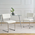 Modern Simple Light Luxury Dining Chair White Chair Home Bedroom Stool Back Dressing Chair Student Chair Metal Leg Silver Bow Chairs Set Of 2 Metal White Teddy
