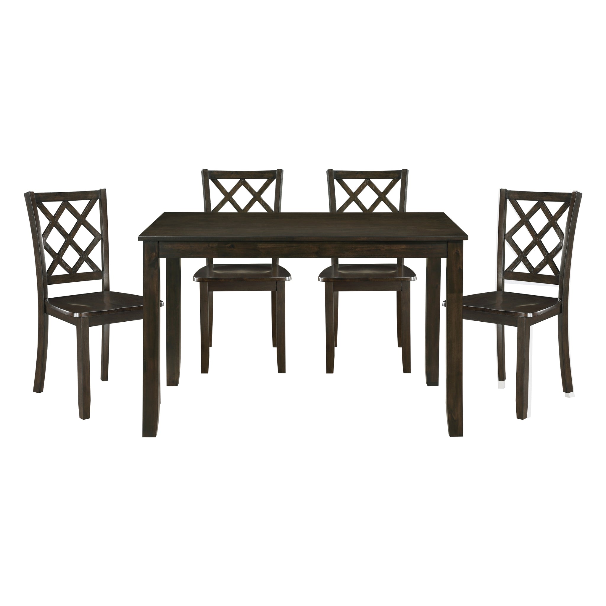 Classic Transitional 5Pc Dining Set Dining Table And Four Side Chairs Set Charcoal Finish Lattice Back Chairs Wooden Dining Furniture Set Wood Wood Charcoal Seats 4 Wood Dining Room 48 Inches Casual,Classic,Transitional 4 Leg Rectangular Dining Table