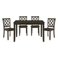 Classic Transitional 5Pc Dining Set Dining Table And Four Side Chairs Set Charcoal Finish Lattice Back Chairs Wooden Dining Furniture Set Wood Wood Charcoal Seats 4 Wood Dining Room 48 Inches Casual,Classic,Transitional 4 Leg Rectangular Dining Table