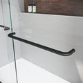 Sliding Shower Glass Door 56 60 In. W X 72 In. H, Adjustable Semi Frameless Shower Door, Certified Thick Clear Clear Tempered Glass, 304 Stainless Steel Handles, Black Finish Matt Black Aluminum