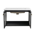 32 Inch Wall Mounted Bathroom Vanity With Sink, For Small Bathroom Kd Packing Black Chestnut 2 Bathroom Wall Mounted Modern Plywood