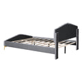 Queen Size Velvet Platform Bed With Thick Fabric, Stylish Stripe Decorated Bedboard And Elegant Metal Bed Leg, Gray Gray Velvet