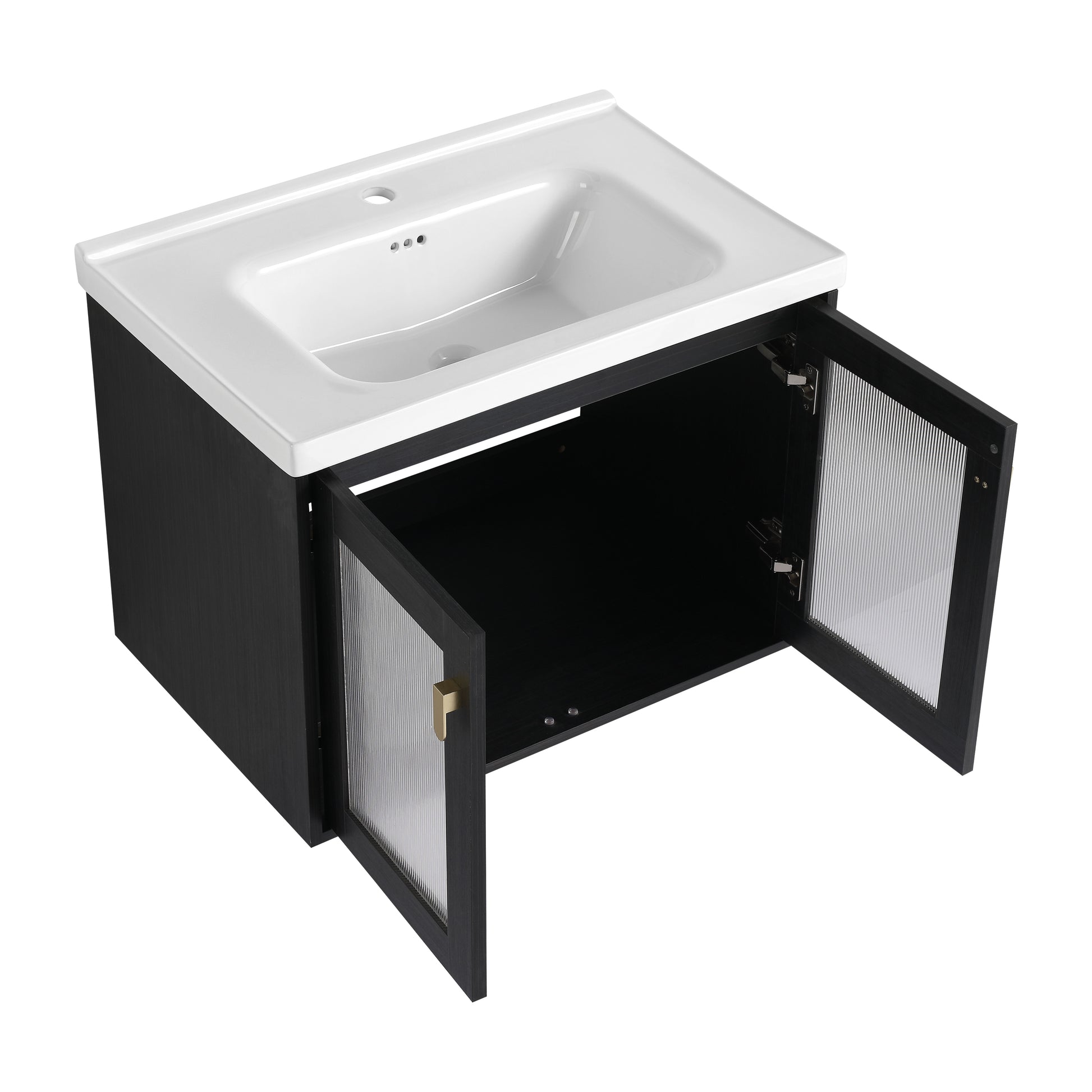 28 Inch Wall Mounted Bathroom Vanity With Sink, For Small Bathroom Kd Packing Black Chestnut 2 Bathroom Wall Mounted Modern Plywood