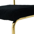 Modern Simple Light Luxury Dining Black Chair Home Bedroom Stool Back Dressing Chair Student Desk Chair Gold Metal Legs Set Of 2 Black Teddy