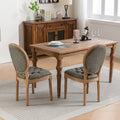 French Style Solid Wood Frame Antique Painting,Hand Pulled Buckle Decoration Pu Artificial Leather Dining Chair With Trim ,Wood Legs,Set Of 2,White Pine Green,Sw1839Wp Olive Green Dining Room American Design Dining Chairs Rubberwood Set Of 2 Foam Pu