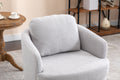 035 Boucle Fabric Swivel Accent Chair With Soild Wood Round Brown Base Leg,Light Gray Light Gray Brown Primary Living Space Modern Eucalyptus Foam Boucle