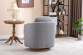035 Linen Fabric Swivel Accent Chair With Soild Wood Round Brown Base Leg,Light Blue Light Blue Brown Primary Living Space Modern Eucalyptus Foam Linen