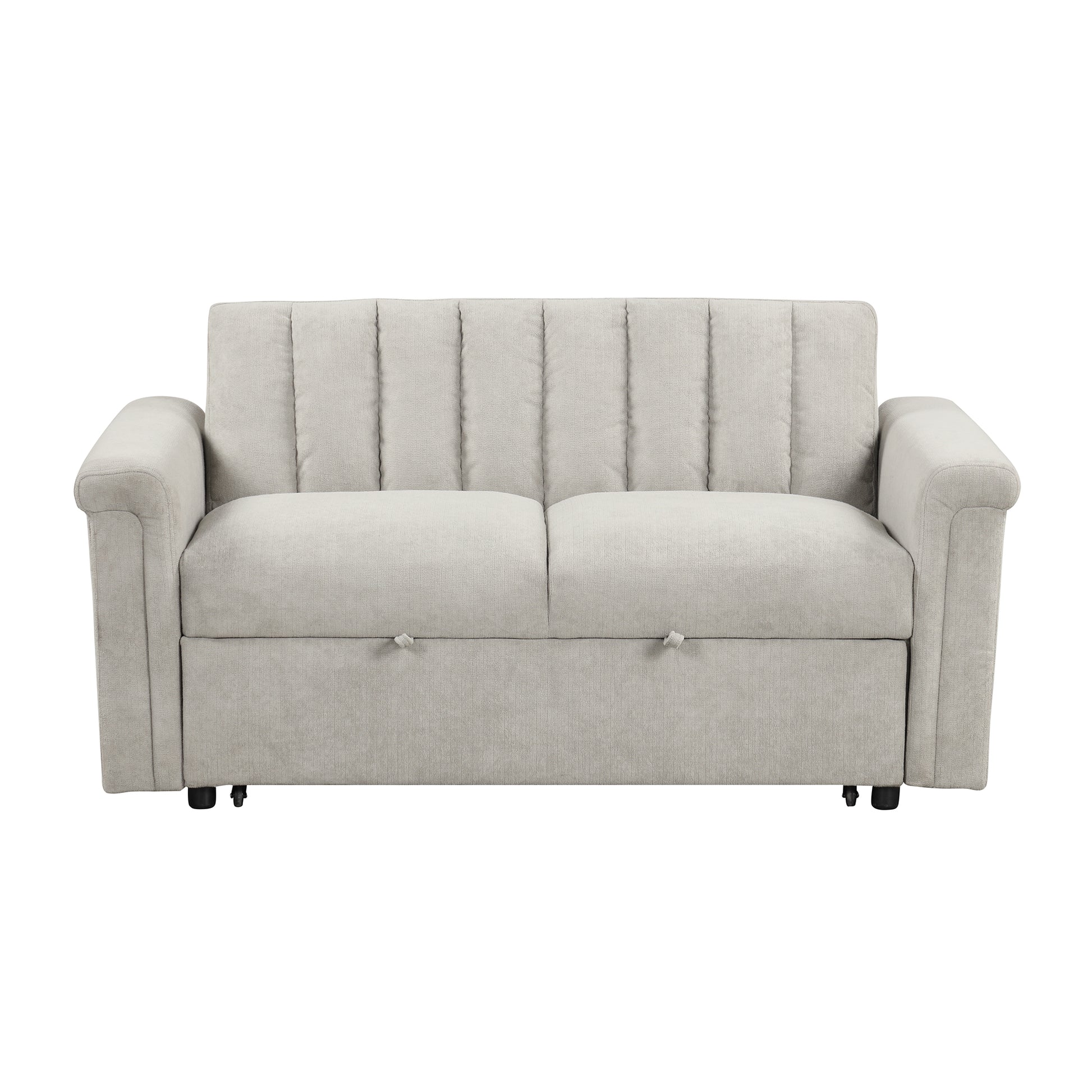 Convertible Soft Cushion Sofa Pull Bed ,For Two People To Sit On Beige Polyester
