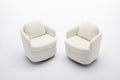 035 Boucle Fabric Swivel Accent Chair With Soild Wood Round Brown Base Leg,Ivory Ivory Brown Primary Living Space Modern Eucalyptus Foam Boucle