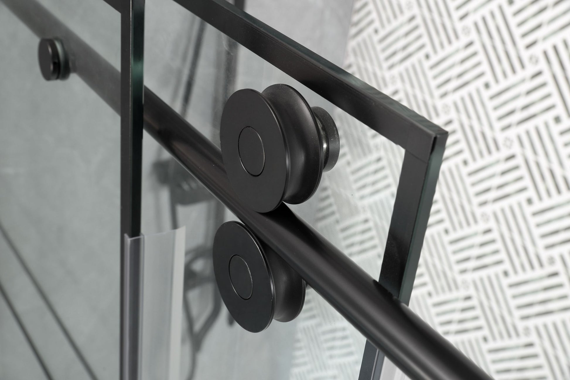 Frameless Glass Shower Door Adjustable 56 60 In.W Black Sliding Shower Door,Certified Thick Clear Clear Tempered Glass,304 Stainless Steel Hardware Matt Black Stainless Steel