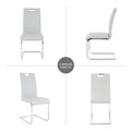 Modern Dining Chair With Faux Leather Cushioned Seat Dining Chair Living Room Chair Cushioned Chair With Electroplated Legs Designed Kitchen, Living Room, Bedroom, Dining Room Side Chair Set 6 Grey Metal