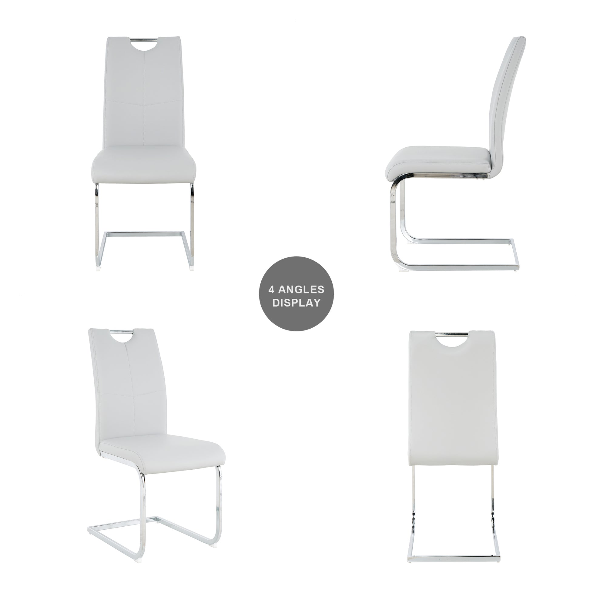 Modern Dining Chair With Faux Leather Cushioned Seat Dining Chair Living Room Chair Cushioned Chair With Electroplated Legs Designed Kitchen, Living Room, Bedroom, Dining Room Side Chair Set 6 Grey Metal
