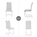 Modern Dining Chairs With Faux Leather Padded Seat Dining Living Room Chairs Upholstered Chair With Chrome Metal Legs Design For Kitchen, Living, Bedroom, Dining Room Side Chairs Set Of 4 Grey Silver Metal