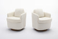 035 Boucle Fabric Swivel Accent Chair With Soild Wood Round Brown Base Leg,Ivory Ivory Brown Primary Living Space Modern Eucalyptus Foam Boucle
