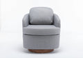 035 Linen Fabric Swivel Accent Chair With Soild Wood Round Brown Base Leg,Light Blue Light Blue Brown Primary Living Space Modern Eucalyptus Foam Linen