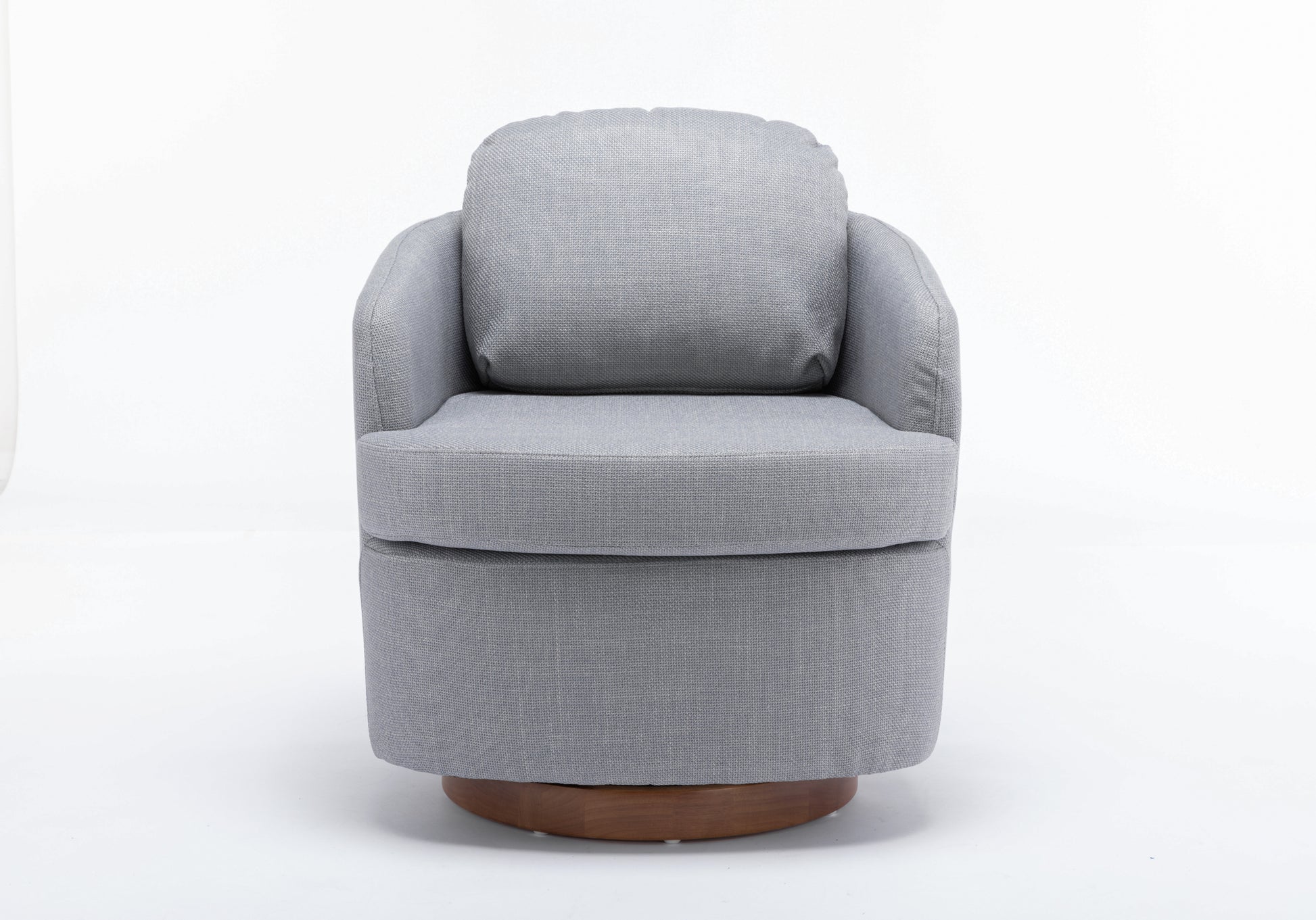 035 Linen Fabric Swivel Accent Chair With Soild Wood Round Brown Base Leg,Light Blue Light Blue Brown Primary Living Space Modern Eucalyptus Foam Linen
