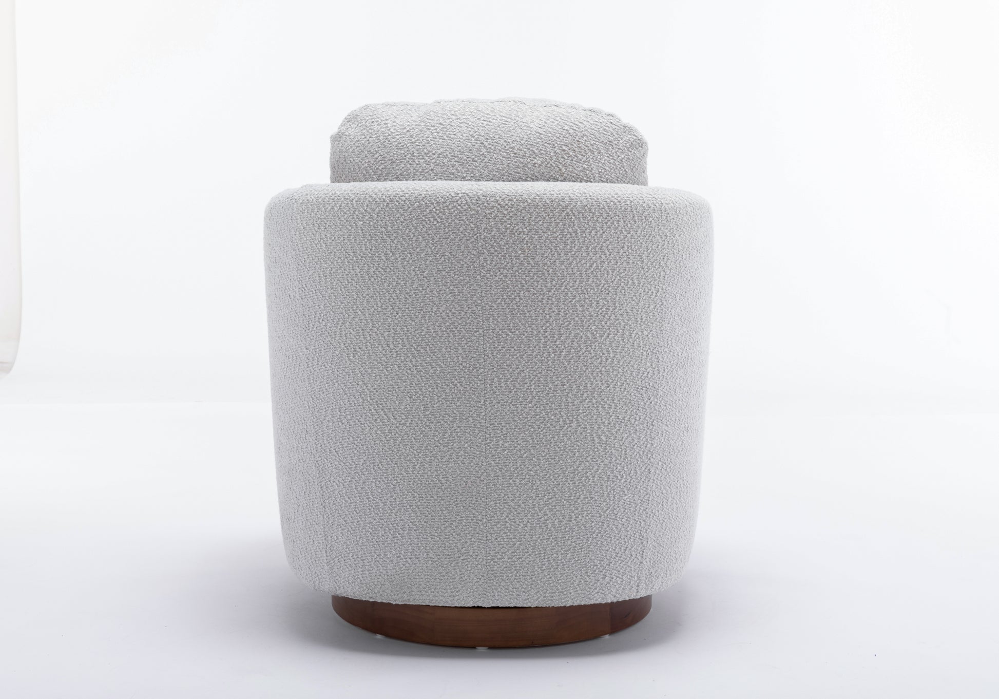 035 Boucle Fabric Swivel Accent Chair With Soild Wood Round Brown Base Leg,Light Gray Light Gray Brown Primary Living Space Modern Eucalyptus Foam Boucle