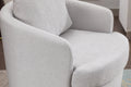 035 Boucle Fabric Swivel Accent Chair With Soild Wood Round Brown Base Leg,Light Gray Light Gray Brown Primary Living Space Modern Eucalyptus Foam Boucle