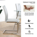 Modern Dining Chairs With Faux Leather Padded Seat Dining Living Room Chairs Upholstered Chair With Chrome Metal Legs Design For Kitchen, Living, Bedroom, Dining Room Side Chairs Set Of 4 Grey Silver Metal