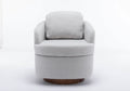035 Boucle Fabric Swivel Accent Chair With Soild Wood Round Brown Base Leg,Light Gray Light Gray Brown Primary Living Space Modern Eucalyptus Foam Boucle