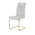 Modern Dining Chairs With Faux Leather Padded Seat Dining Living Room Chairs Upholstered Chair With Gold Metal Legs Design For Kitchen, Living, Bedroom, Dining Room Side Chairs Set Of 6 Grey Metal