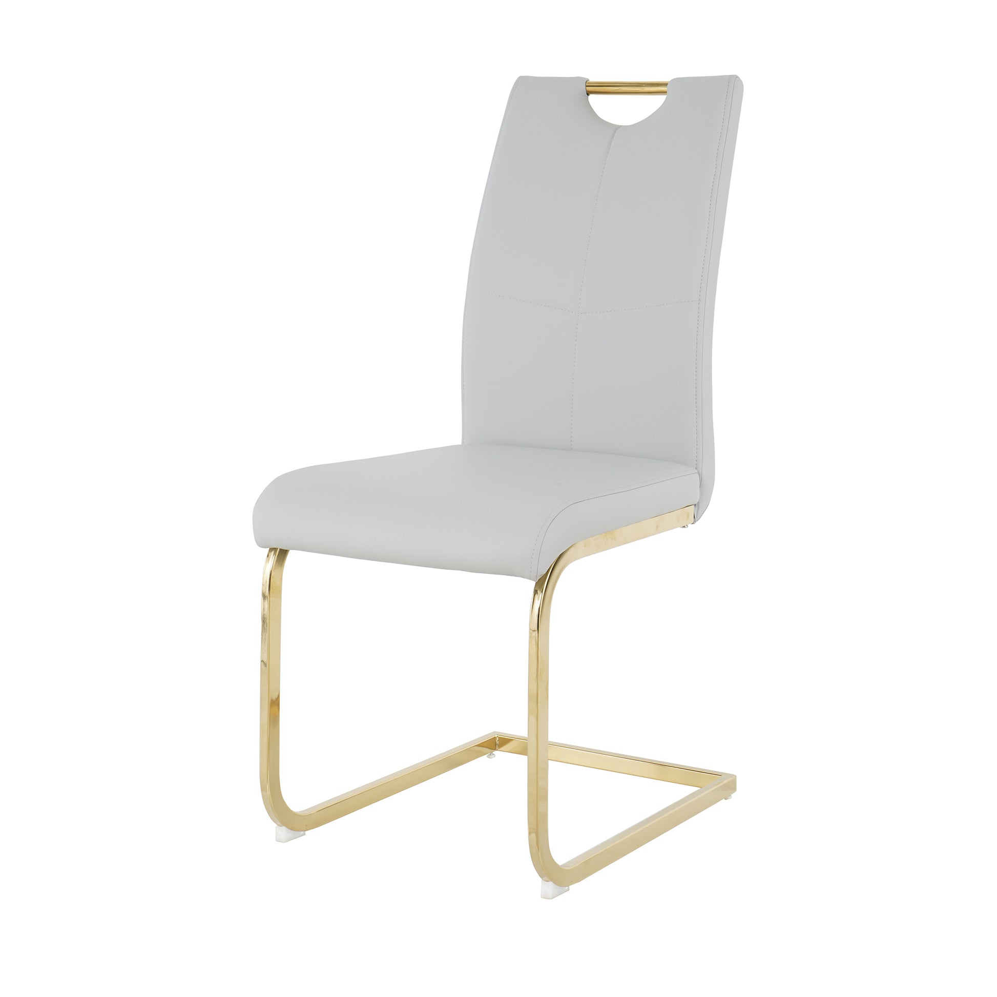 Modern Dining Chairs With Faux Leather Padded Seat Dining Living Room Chairs Upholstered Chair With Gold Metal Legs Design For Kitchen, Living, Bedroom, Dining Room Side Chairs Set Of 6 Grey Metal