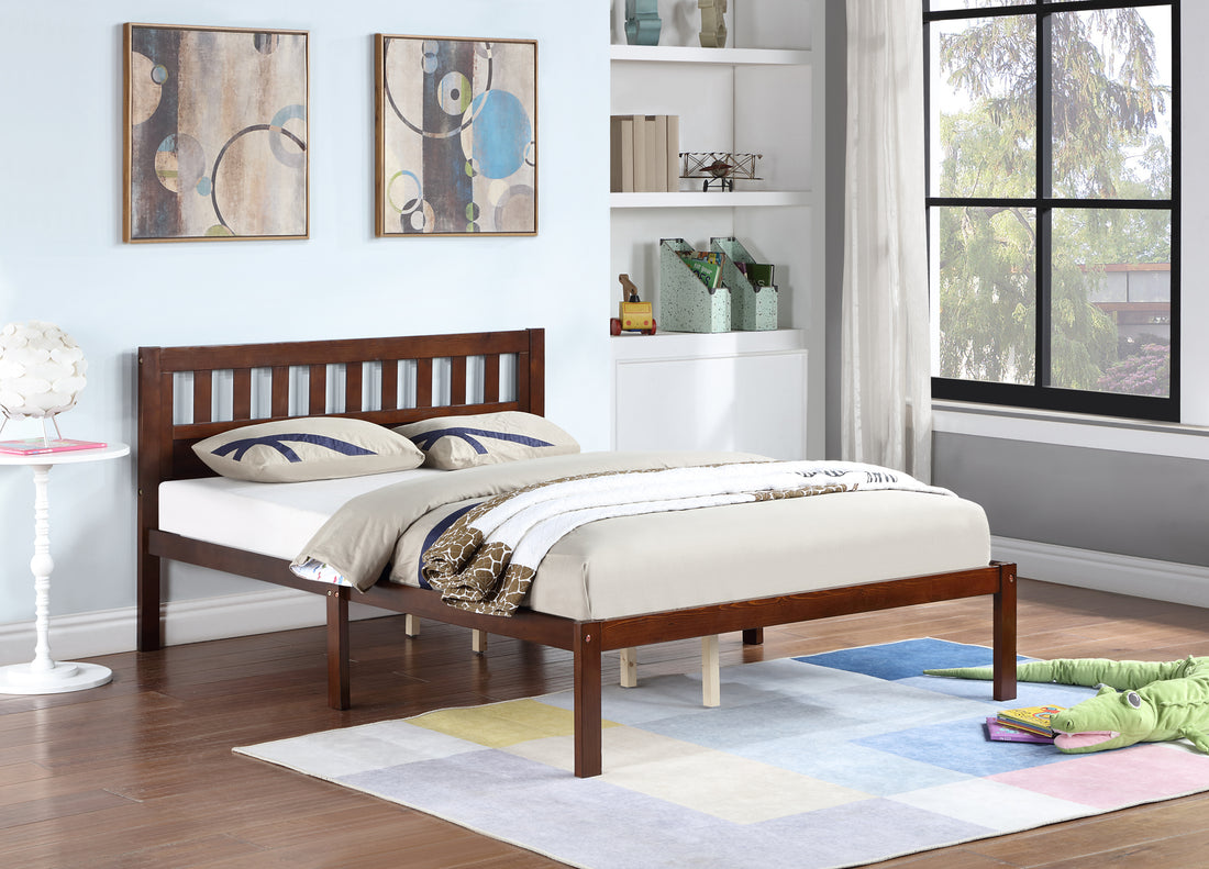 Full Bed Frame, Wood Platform Bed With Headboard, Bed Frame With Wood Slat Support For Kids, Easy Assembly,No Box Spring Needed, Dark Walnut Box Spring Not Required Full Walnut Wood Solid Wood